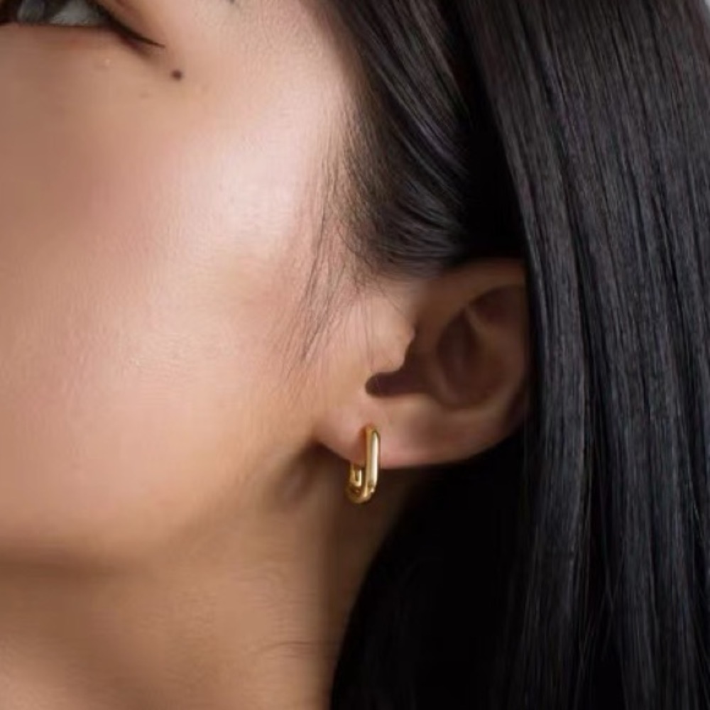 💎 BOGO‼️Minimalist S925 rectangle hoops simple basic earrings - Picture 5 of 15